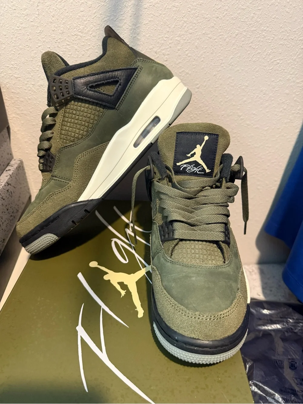 Jordan Kids Olive Green Suede & Mesh Sneakers